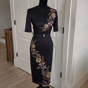 Ted Baker London Dollila Pirouette Body Con Midi Pencil Dress Size 4
